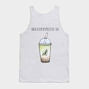 Watercolor Have a Cup of Positivitea Bobba Tea Tank Top